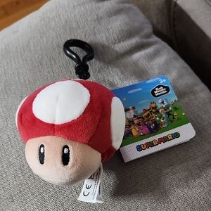 Super Mario Red Mushroom Plush Clip-On Keychain by Nintendo